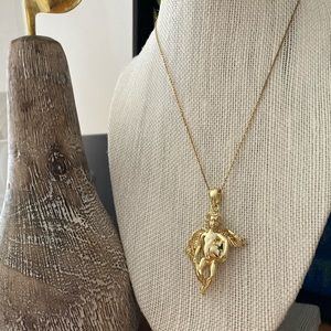 SALE King Ice Cupid 24k Gold necklace NEW